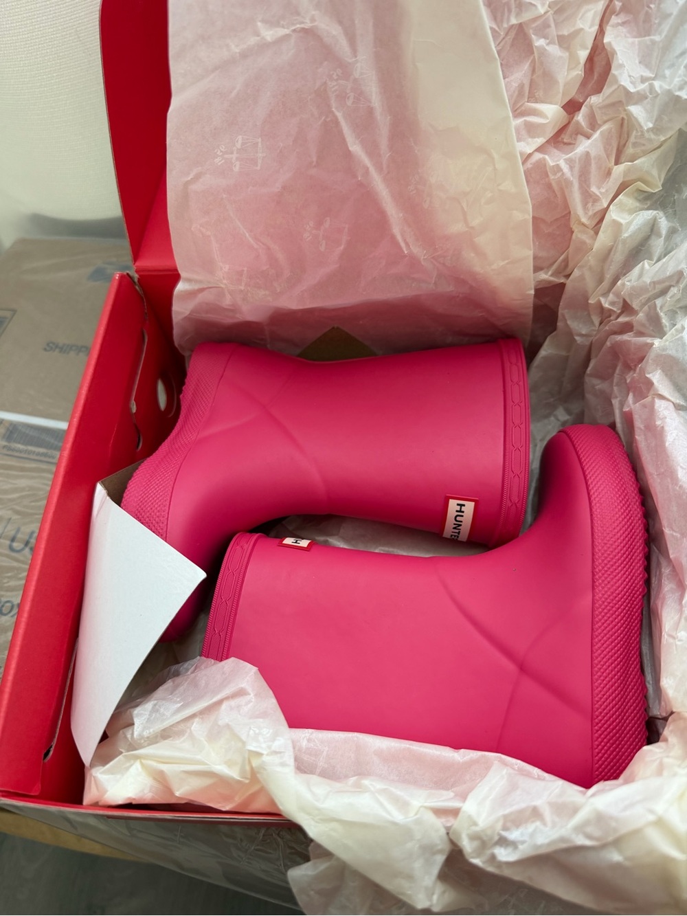 Hunter Girls kids first classic Bright Pink Waterproof Rain Boots Size 8